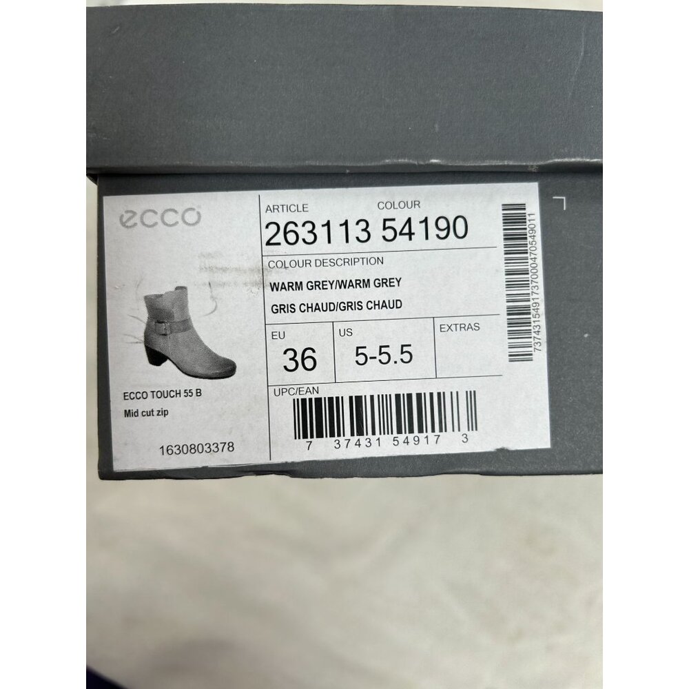 Ecco Touch 55B Leather Mid Cut Zip Boots Womens Warm Gray Size 36 US 5-5.5 New - Picture 5 of 6